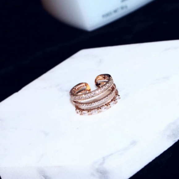 NEW ROSE GOLD PLATED TRIPLE DIAMOND RESIZABLE BAND - Picture 7 of 8